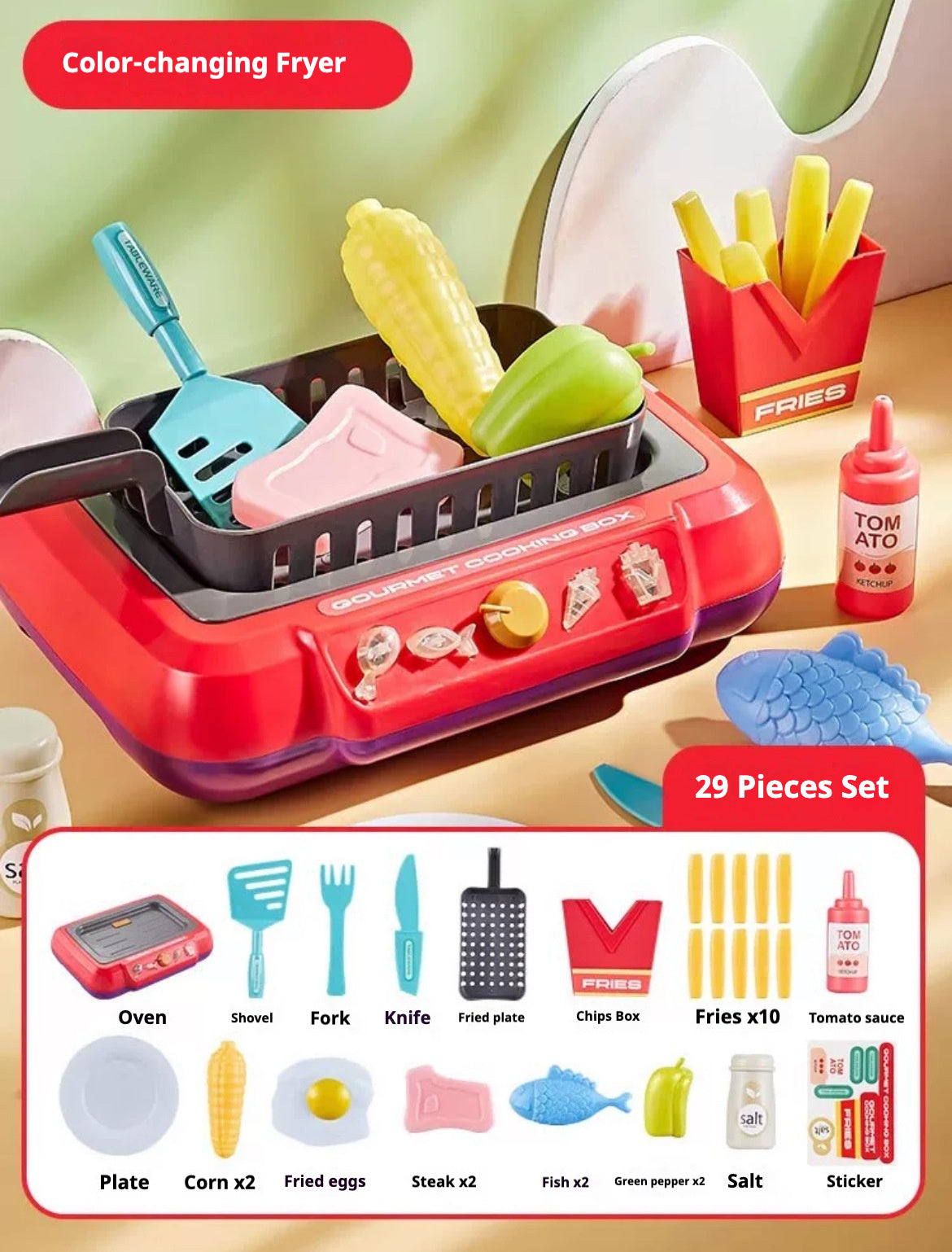 Color-changing Food Cooking Toy Set for Kids