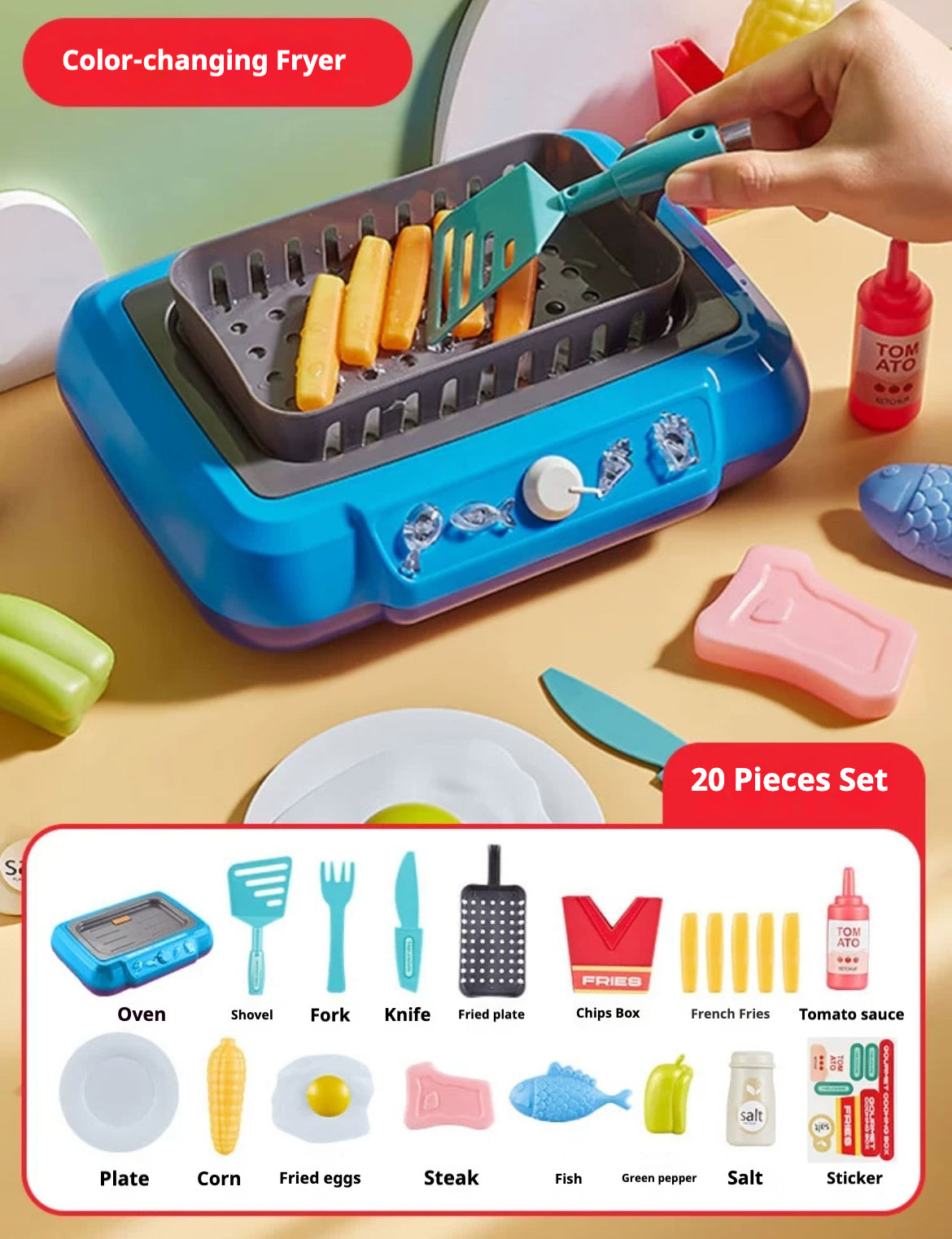 Color-changing Food Cooking Toy Set for Kids