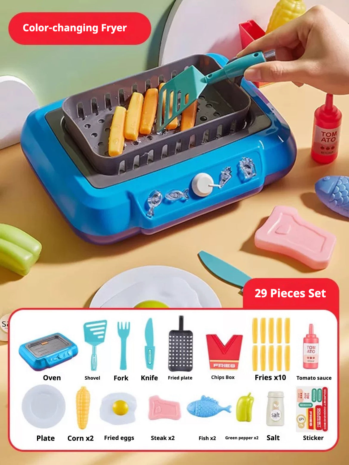 Color-changing Food Cooking Toy Set for Kids